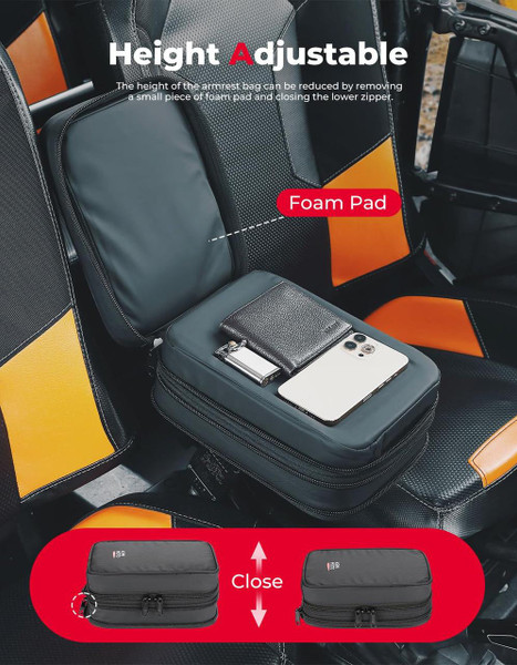 Kemimoto Polaris RZR 900 / Trail S 1000 / XP Turbo S Armrest Safe Console Storage Bag  UTVS0113442