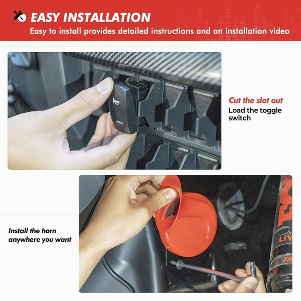 Kemimoto 12V Universal UTV Horn Kit w/ Rocker Switch  UTVS0114466
