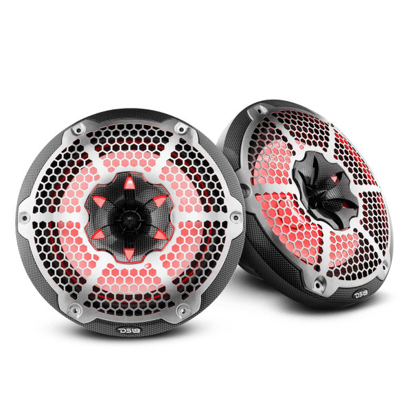 DS18 Audio NXL Black Carbon Fiber 10" 2-Way Coaxial Marine Speaker With LED RGB Lights 200W RMS @4-Ohm  UTVS0116370