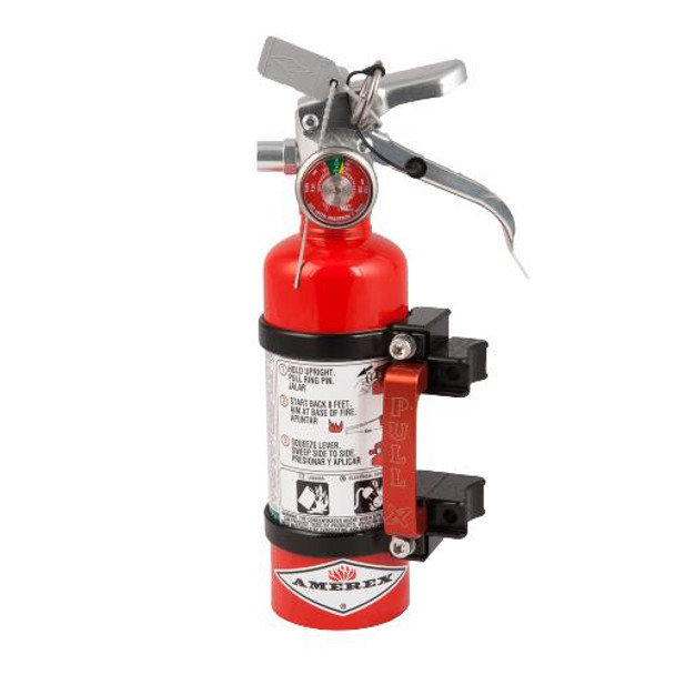 Axia Alloys Quick Release Fire Extinguisher Mount with Red 1.4lb Halotron