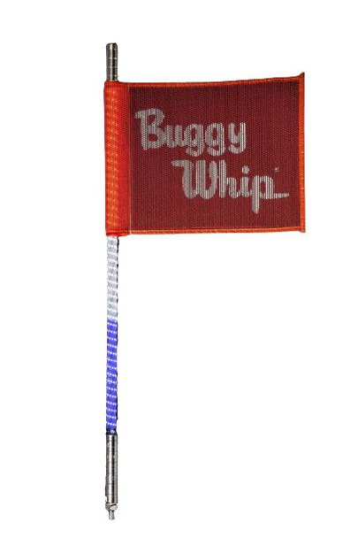 Buggy Whip 2 ft. Red White Blue LED Whip w/ Red Flag (Standard) (Threaded Base) Buggy Whip UTVS0028221 UTV Source