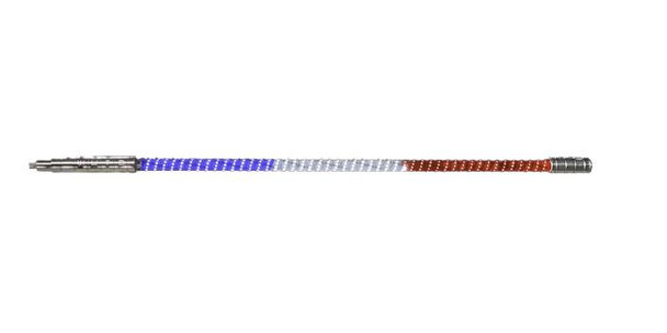 Buggy Whip 2 ft Red White Blue LED Whip w/ Red Flag Standard Threaded Base BWLED2RWBT