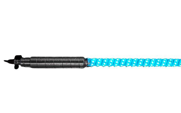 Buggy Whip 2 ft Teal LED Whip w/ Red Flag Bright Threaded Base BWBRTLED2TT