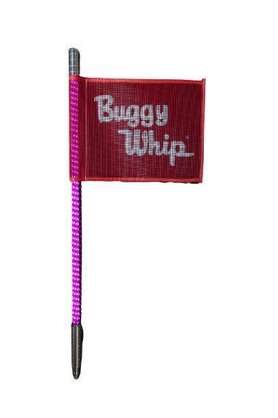 Buggy Whip 8 ft. Hot Pink LED Whip w/ Red Flag (Bright) (Otto Release Base) Buggy Whip UTVS0028667 UTV Source