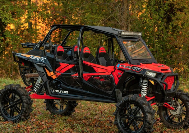 SuperATV Polaris RZR XP 4 Turbo Clear Lower Doors with Aluminum Side Panels4-Door DOOR-P-RZRT4-K2-75