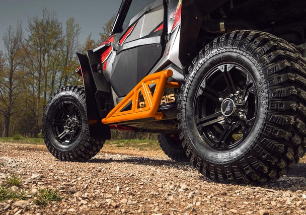 SuperATV Polaris RZR XP Turbo Heavy Duty Tube Rock Sliders Orange NB-P-RZR1K-04