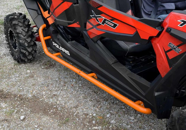 SuperATV Polaris RZR XP 4 1000 Rock Sliding Nerf Bars Orange NB-P-RZR1K4-04