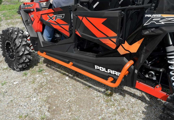 SuperATV Polaris RZR XP 4 1000 Rock Sliding Nerf Bars Orange NB-P-RZR1K4-04