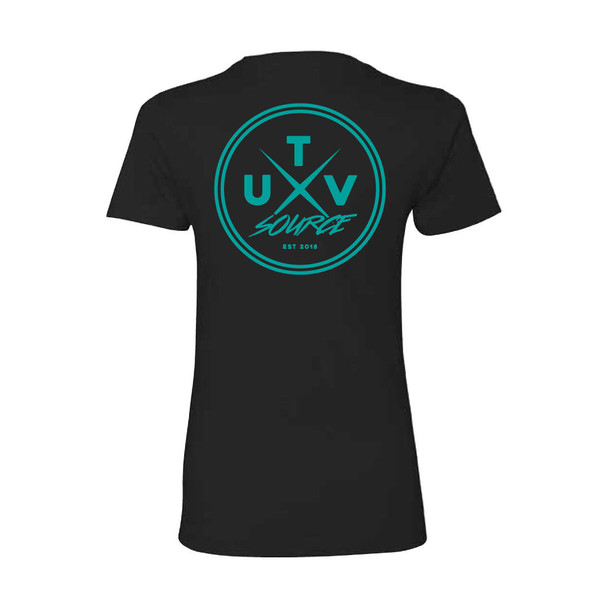 UTV Source Seal Logo Tee Shirt or Black/Teal Womens UTVS-WTEE-T5007