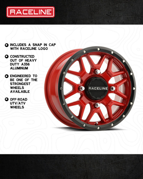 Raceline Wheels A94R Krank UTV Simulated Beadlock Wheel (Red)  UTVS0037341