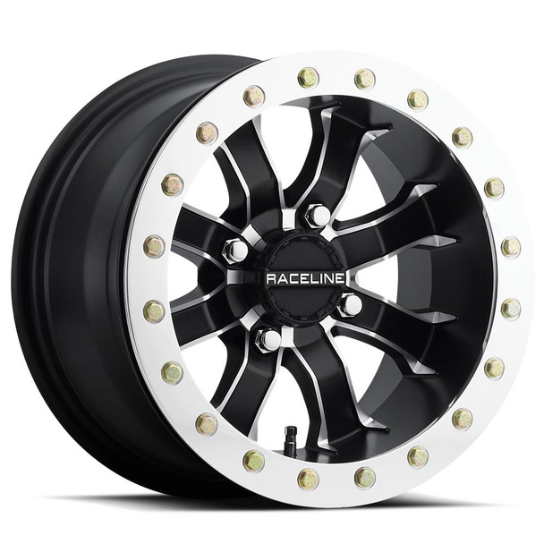 Raceline Wheels A71 Mamba UTV Beadlock Wheel 14X10 0 4X156 Silver/Black A7141056-55