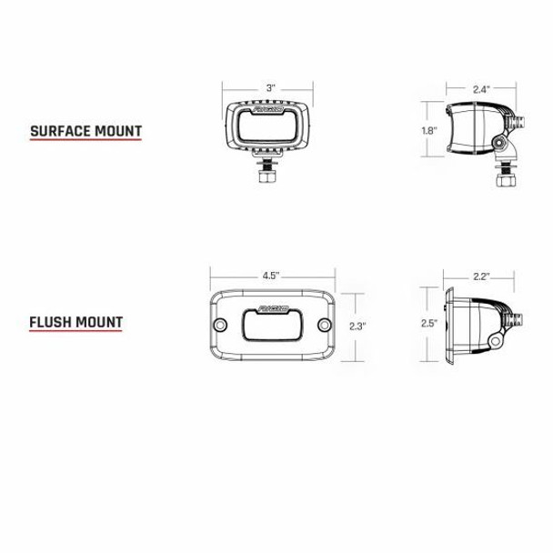 Rigid Industries SR-M Series Pro Flood Diffused Backup Kit Surface Mount 2x6 UTVS0056713