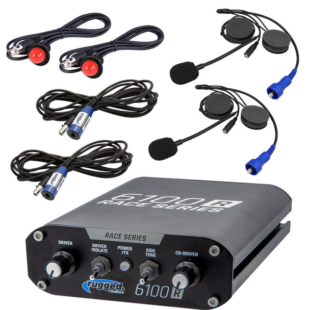 Rugged Radios RRP6100 2 Place Race Intercom System with Helmet Kits  UTVS0091546