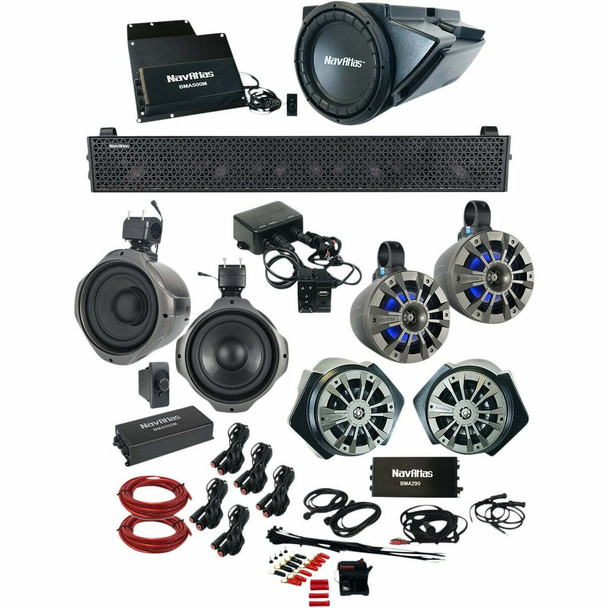 NavAtlas 4-Seat Polaris RZR Turbo / Turbo S Rocker Switch Audio Kit (Zone 6) (RZR2ZONE6) NavAtlas UTVS0062641 UTV Source