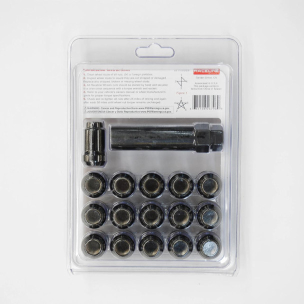 Raceline Wheels 12X1.25 Spline CS Pack Wheel Lug Nut Kit Black UTVS0064240