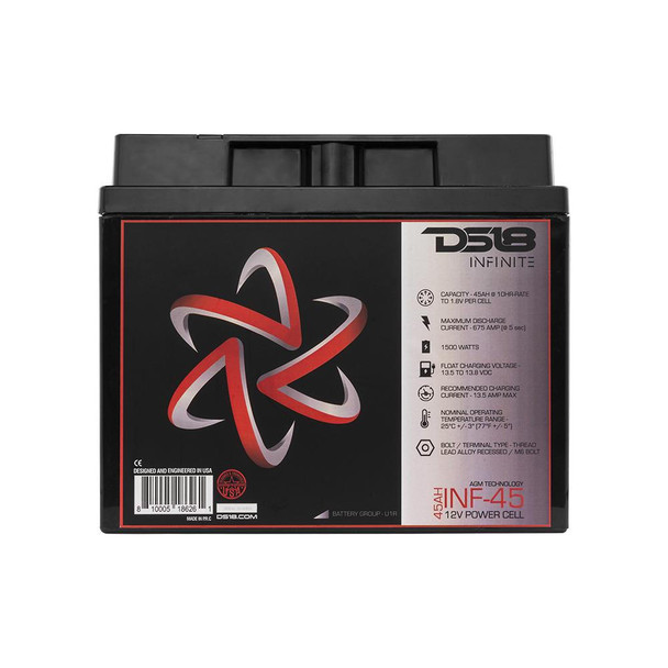 DS18 Audio INFINITE 45 AH 1500 Watts AGM Power Cell 12 Volt Battery UTVS0066840