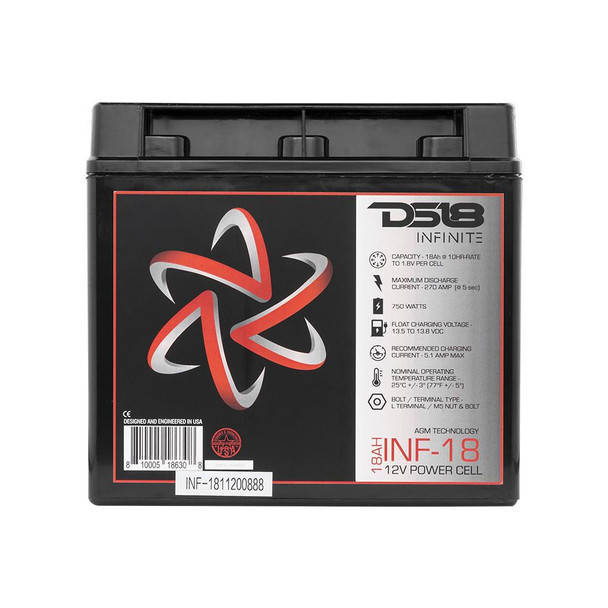 DS18 Audio INFINITE 18 AH 750 Watts AGM Power Cell 12 Volt Battery UTVS0066841