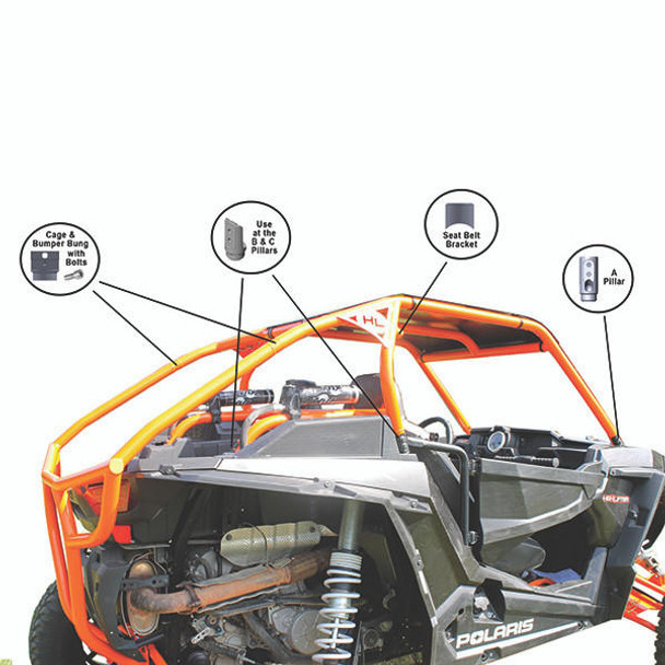 High Lifter Polaris RZR XP 1000 / Turbo Cage Bung and Bracket Kit (2 Seat)  UTVS0083703