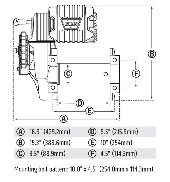 WARN Industries M8274 10,000lb Winch With Steel Rope  UTVS0083982