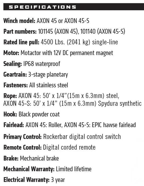 WARN Industries AXON 45 Powersports Winch  UTVS0084036