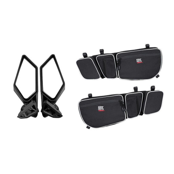 Kemimoto Can-Am Maverick X3 Rear View Side Mirrors and Door Storage Bags  UTVS0096181