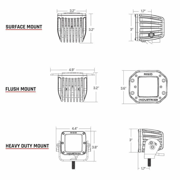 Rigid Industries D-Series Pro Flush Mount LED Pods Pair Spot Midnight 212213BLK