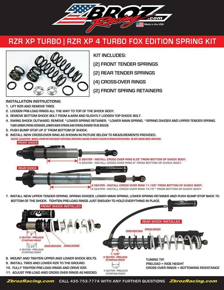 ZBroz Racing RZR XP Turbo Tender Spring Kit (FOX IBP)