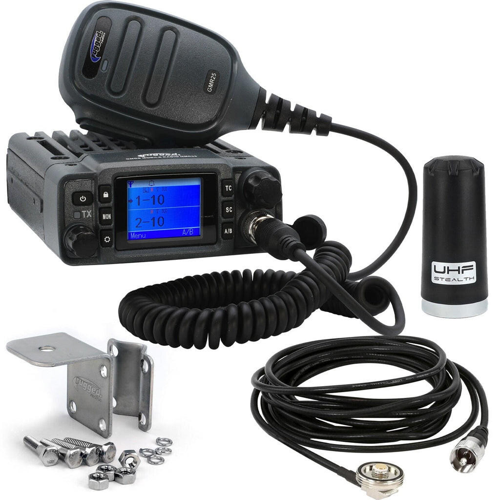 Rugged Radios GMR25 Waterproof GMRS Band Mobile Radio Kit Lite with stealth antenna