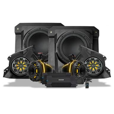 SSV Works Can-Am Maverick R Phase-6 K-Spec 1650 watt 6-speaker audio system with Kicker components and dual 10-inch subwoofers