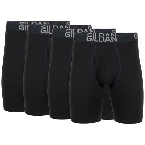 Men's Cotton Stretch Long Leg Boxer Brief (Black Soot)