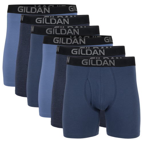 Gildan Select Men's Cotton Stretch Boxer Briefs (Slate Blue, Navy Mist, Blue Cove)