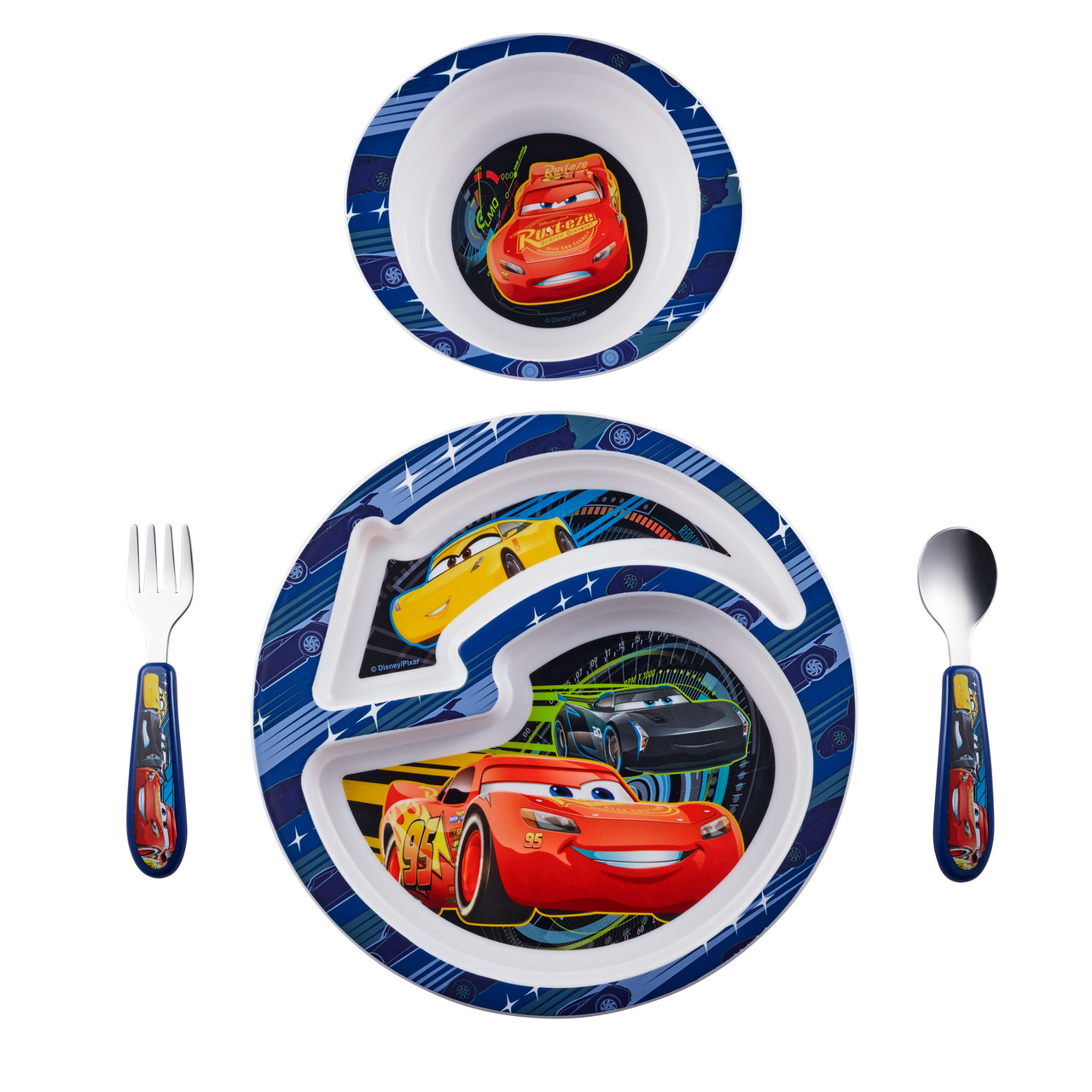 Disney/Pixar Cars 3 4-Piece Toddler Feeding Set with Bowl, Plate