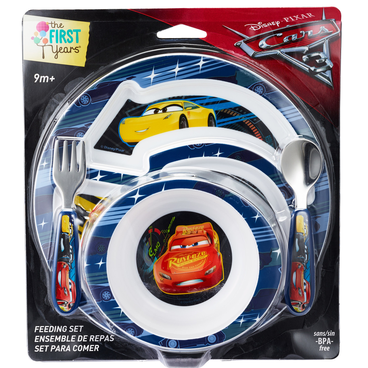 Disney/Pixar Cars 3 4-Piece Toddler Feeding Set with Bowl, Plate