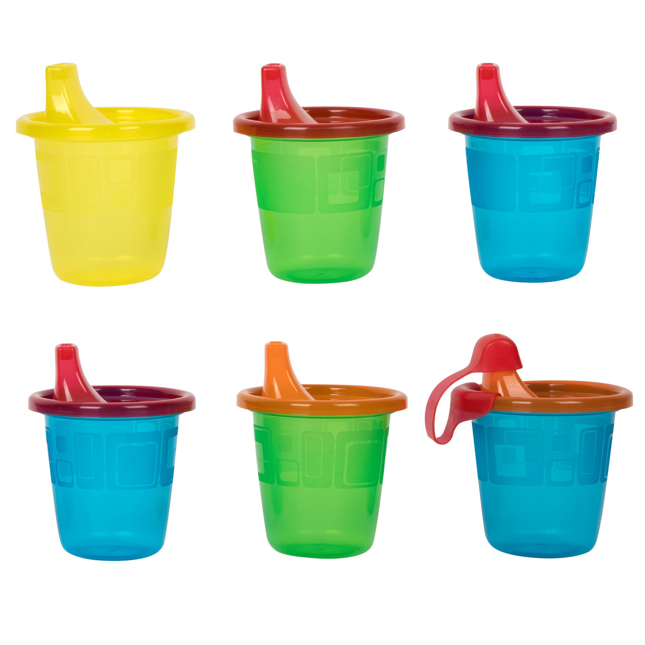 The First Years GreenGrown Reusable Spill-Proof Straw Cups - Toddler Cups with Straw - Blue/Yellow/Green - 6 Count