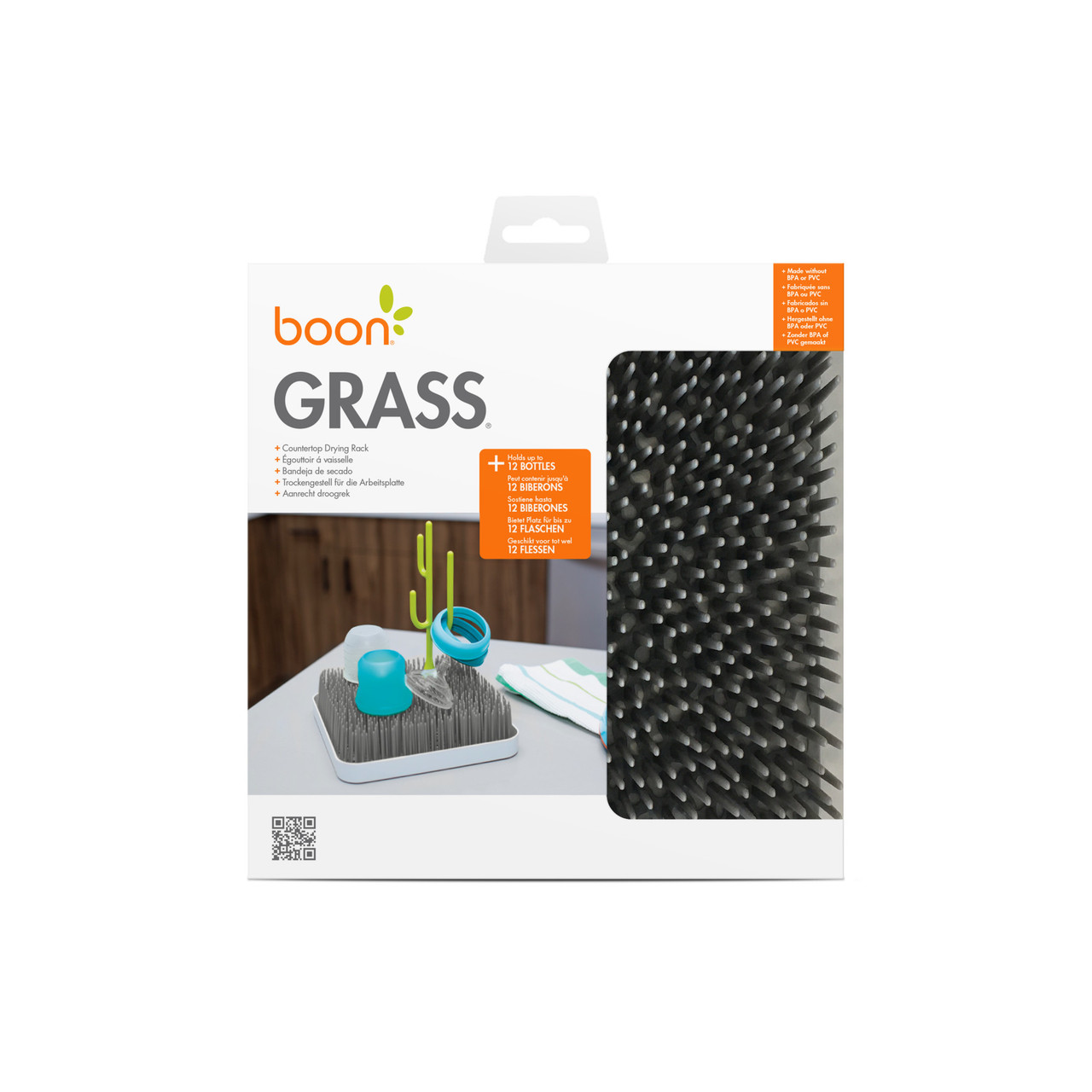 Boon Grass Countertop Drying Rack, Low-Profile Easy to Clean Baby