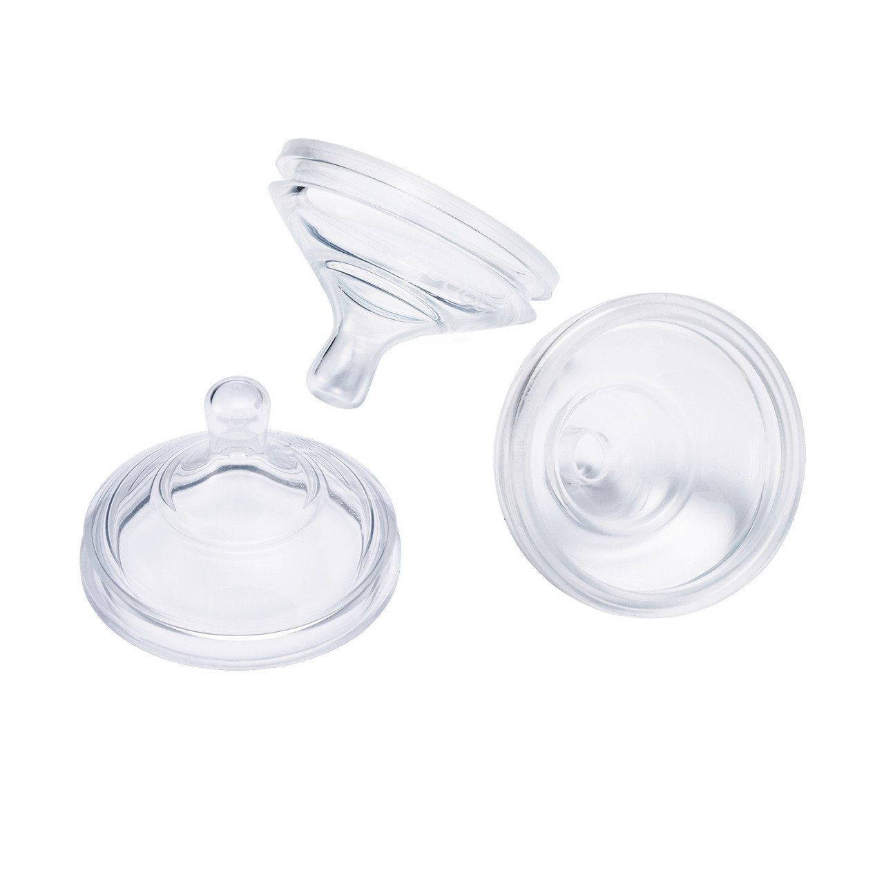 Boon Nursh Bottle Nipples & Straw Lids - 3 Extra Slow Flow Nipples + 2 Sippy Cup Conversion Tops