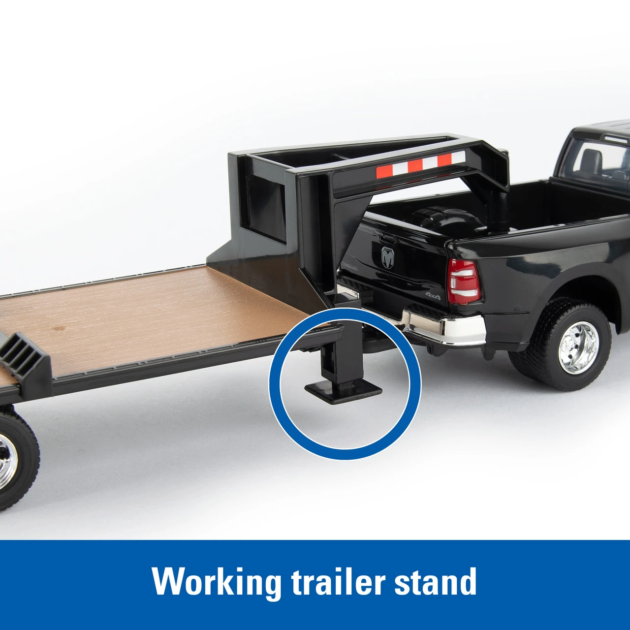 1:32 2020 Ram 3500 Pickup with Case SV340 Skid Steer and Gooseneck Trailer