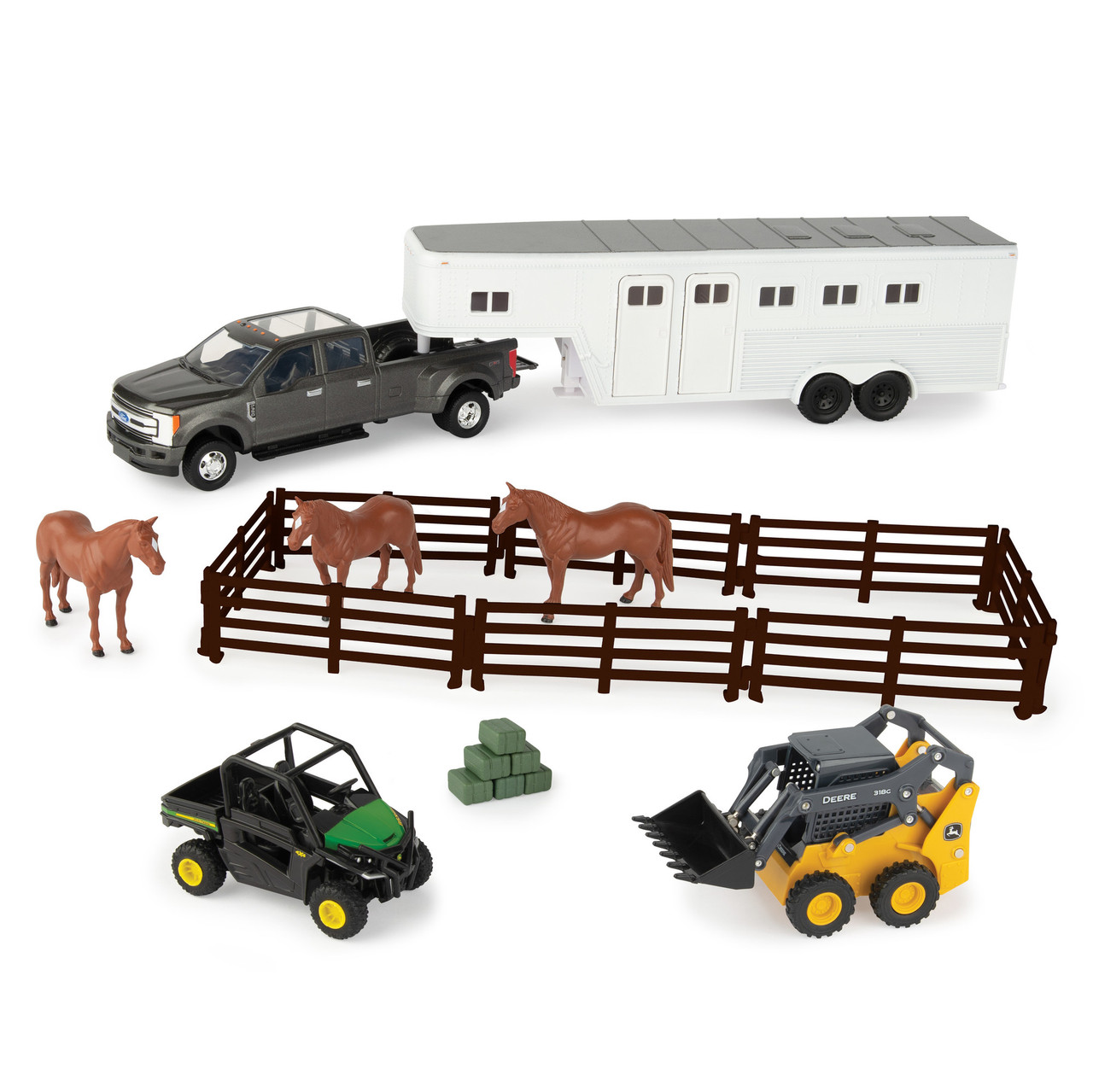 1:32 John Deere Hobby Set with Skid Loader, Gator, Ford Pick up