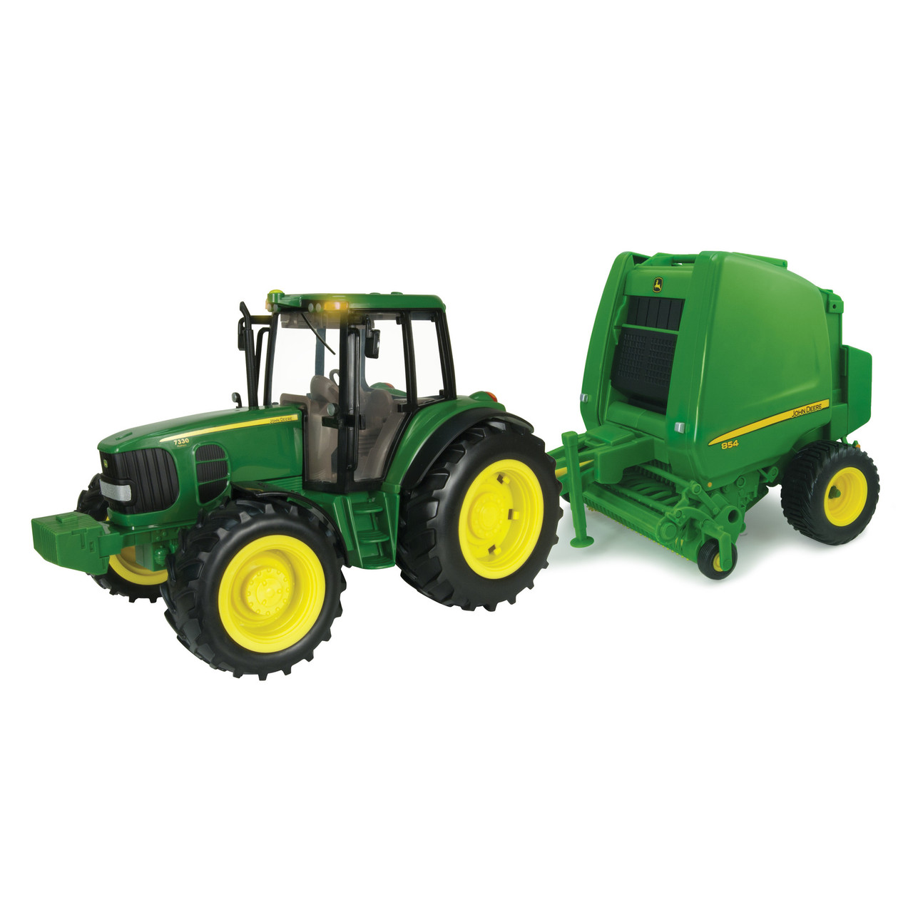 Big Farm Lights & Sounds John Deere 1:16 Scale 7330 Tractor and Round Baler  Set