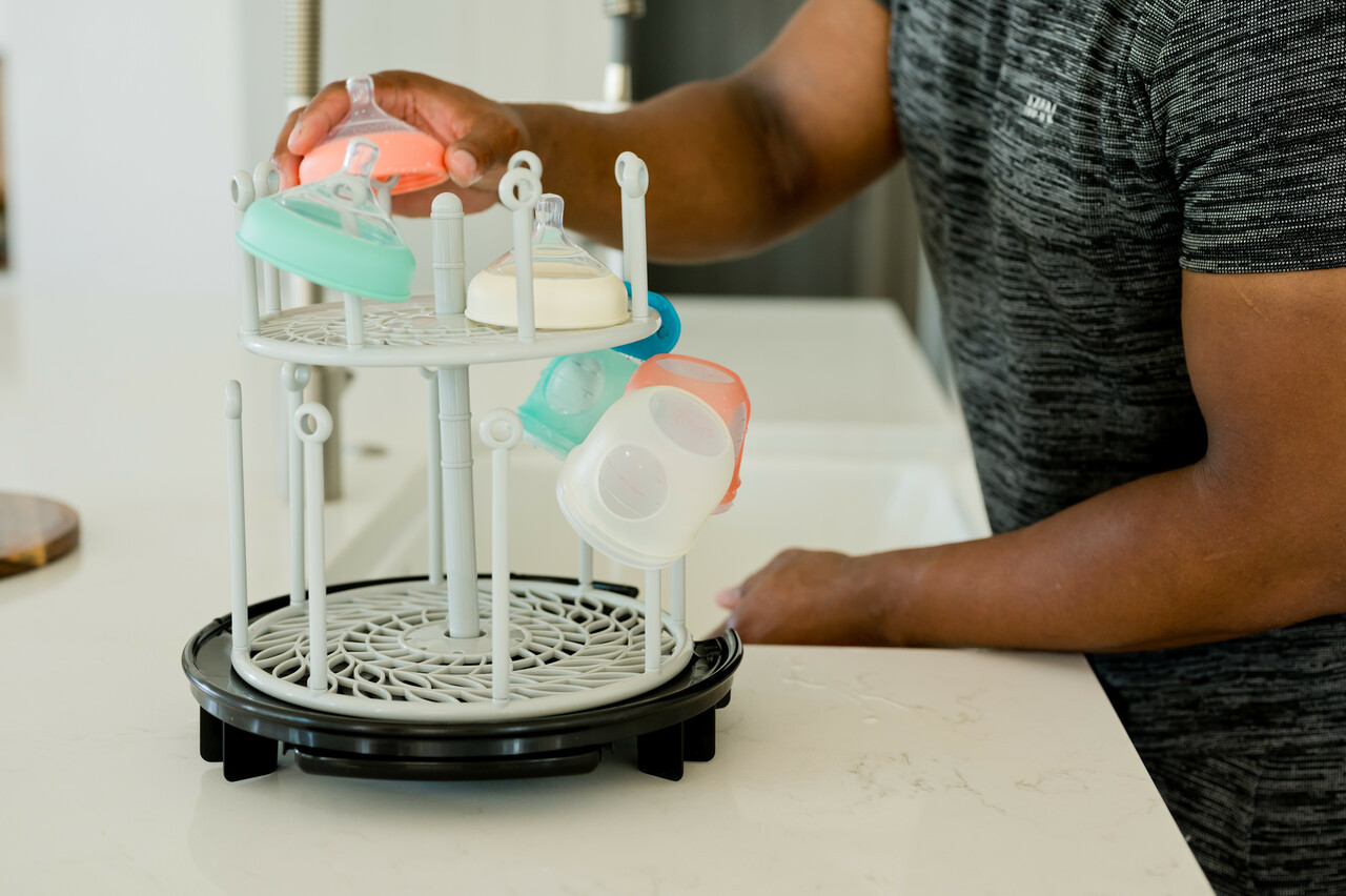 Spin Stack Bottle Drying Rack — Black