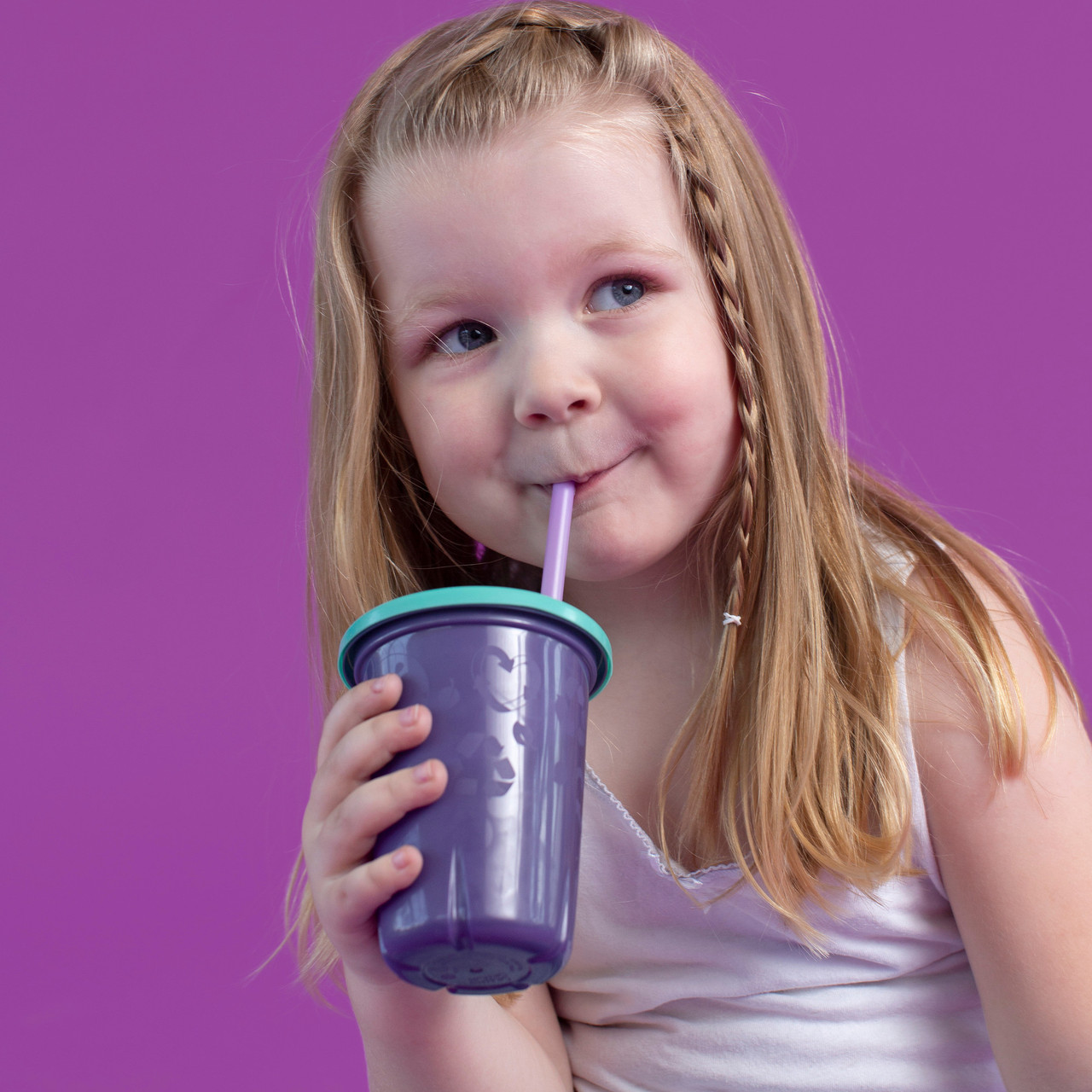 The First Years GreenGrown Reusable Spill-Proof Straw Toddler Cups -  Purple/Teal - 3pk/10oz