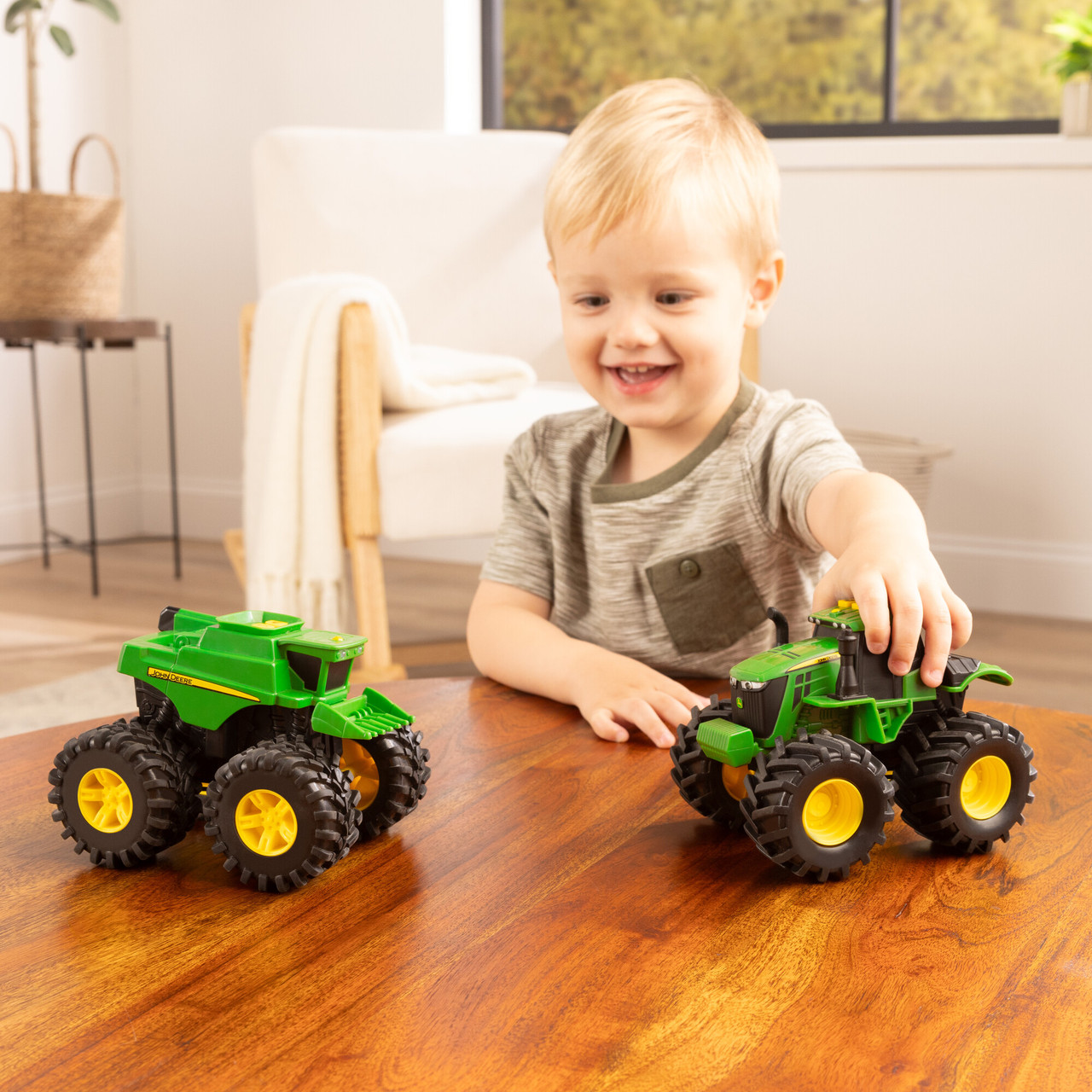 John Deere Monster Treads Lights & Sounds Tractor and Combine 2 Pack