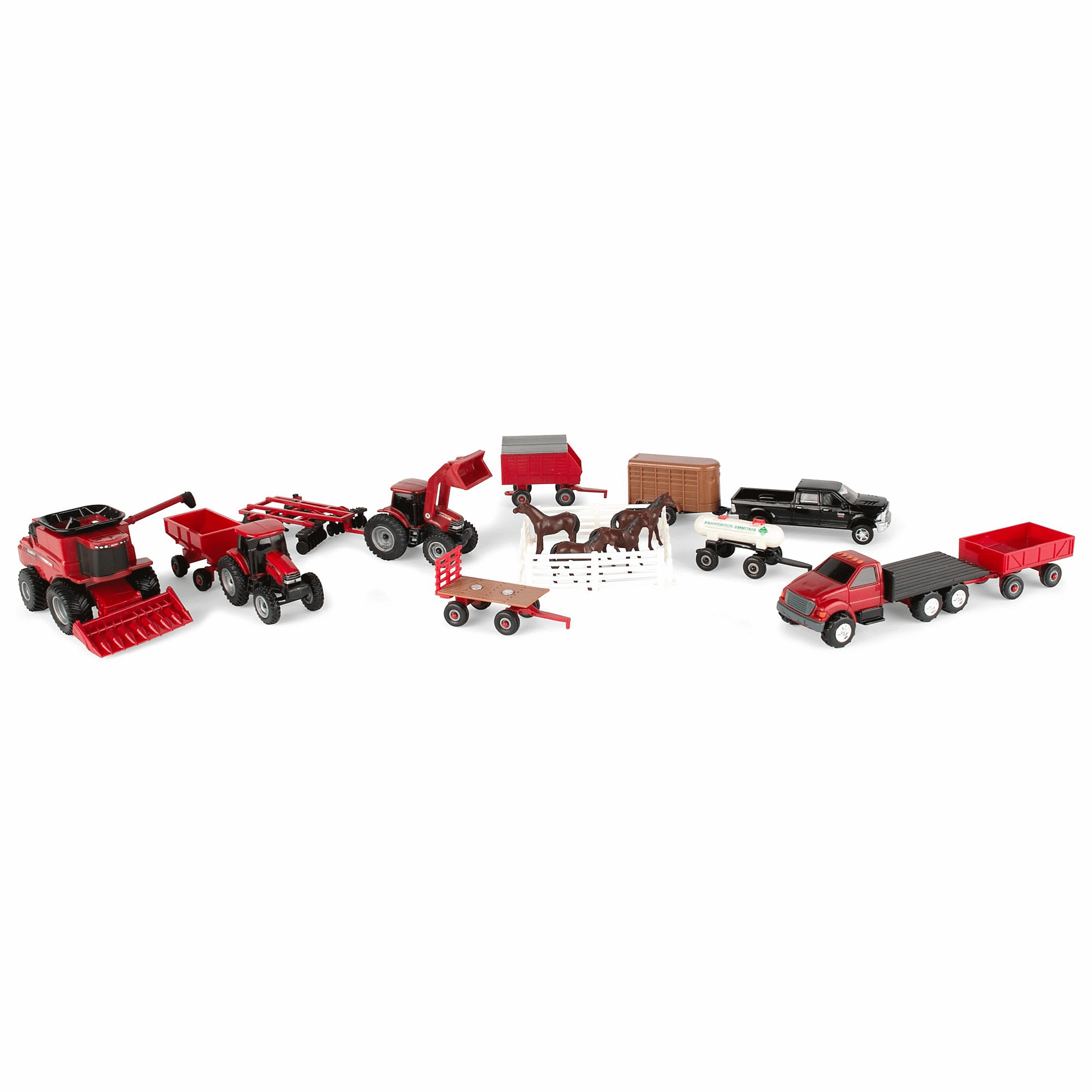 CASE IH 164 Scale Farm Toy Playset 20 Piece Value Set with Tractors