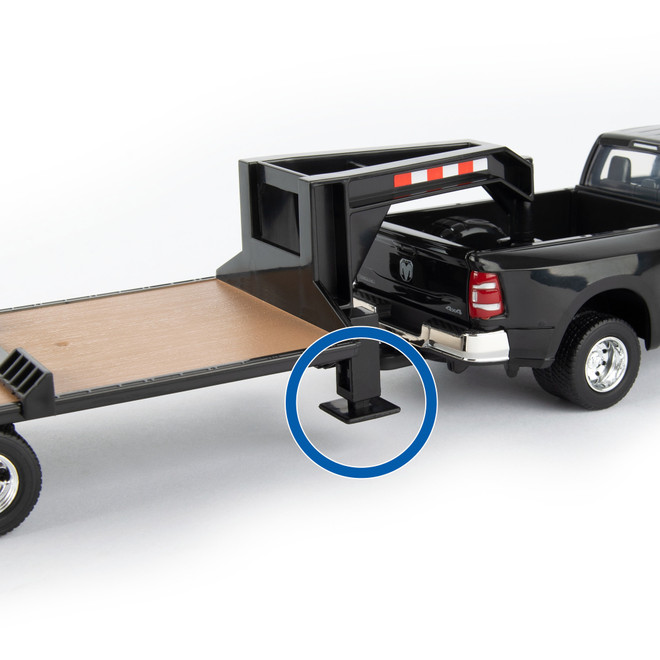 1:32 2020 Ram 3500 Pickup with Case SV340 Skid Steer and Gooseneck Trailer