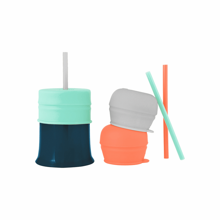 SNUG STRAW W/CUP Universal Silicone Straw Lids and Cup - Mint B11478