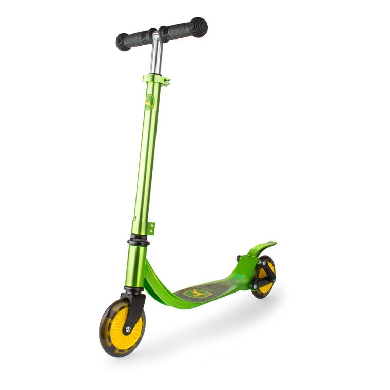 John Deere Kids’ Kick Scooter – Lightweight Aluminum Scooter with Lighted Wheels & Adjustable Height – Ages 5+ 46144
