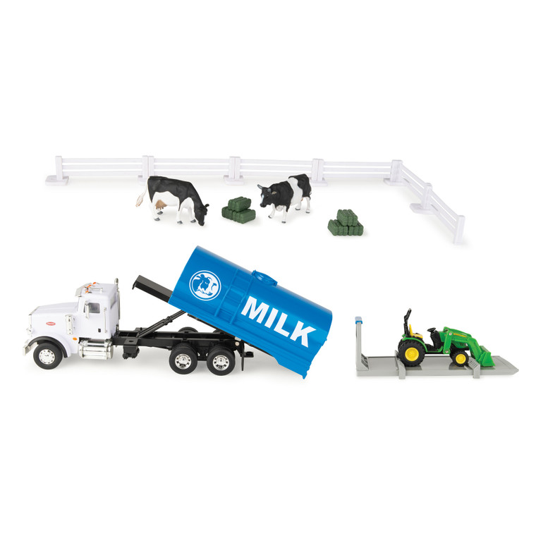 John Deere 1:32 Scale Switch N Load 18 Piece Playset with Peterbilt Semi Truck – Ages 3+ 47496