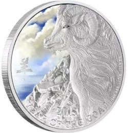 2015 1 Oz PROOF Silver $2 LUNAR YEAR OF THE GOAT Coloured Coin.