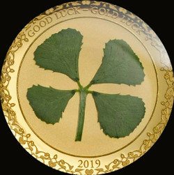 2019 1 Gram PROOF GOLD Palau $1 FOUR LEAF CLOVER Coin WITH COA.