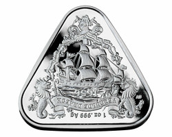 2020 1 Oz Proof Silver Australia Shipwrecks Series VERGULDE DRAECK Triangular Coin.